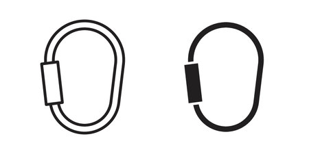 Carabiner icon symbol. Classic flat and linr styleのイラスト素材