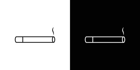 Cigarette icon symbol black illustration set. line and flat designsのイラスト素材