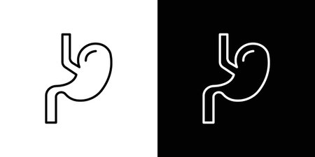 Stomach with Liquids icon in outline and solid vector sign for webのイラスト素材