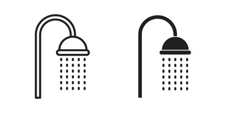 Shower Head icon logo set. thin line concept simple icon or design elementのイラスト素材