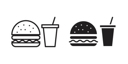 Fast food icon illustrations. Pack of vector icons for ui uxのイラスト素材
