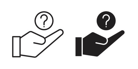 Hand holding question mark icon illustrations. Pack of vector icons for ui uxのイラスト素材