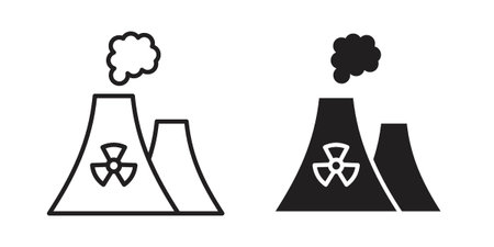Nuclear power plant icon illustrations. Pack of vector icons for ui uxのイラスト素材