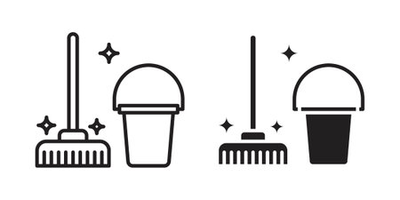 Mop cleaning icon illustrations. Pack of vector icons for ui uxのイラスト素材