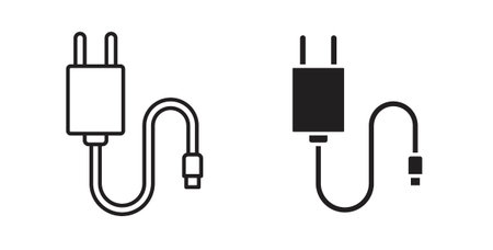 Charger icon flat vector illustration. Black Thin Line Icon Emblem Concept