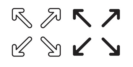 Expand icon flat vector illustration. Black Thin Line Icon Emblem Concept