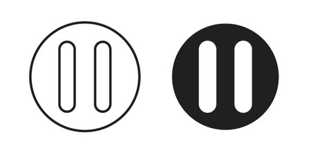 Pause icon flat vector illustration. Black Thin Line Icon Emblem Conceptのイラスト素材