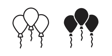 Balloon icon symbols, Solid black and editable stroke iconsのイラスト素材