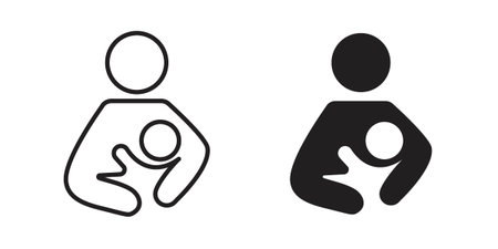 Breastfeeding icon symbols, Solid black and editable stroke iconsのイラスト素材