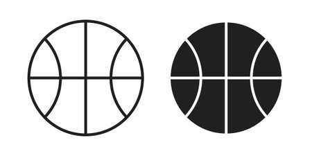 Basketball icon symbols, Solid black and editable stroke iconsのイラスト素材