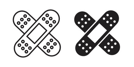 Band aid icon symbols, Solid black and editable stroke iconsのイラスト素材