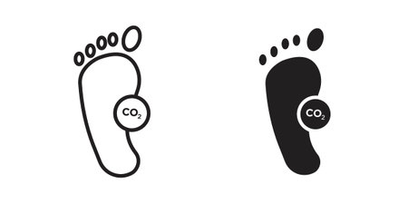 Carbon footprint icon symbols, Solid black and editable stroke iconsのイラスト素材