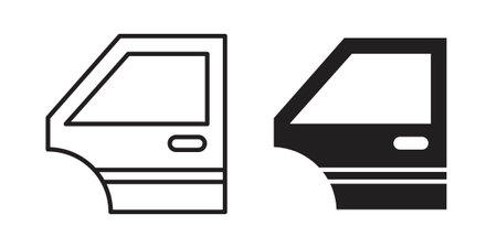 car door icon symbols, Solid black and editable stroke iconsのイラスト素材