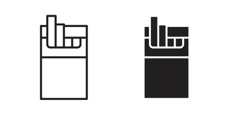 Cigarette icon symbols, Solid black and editable stroke iconsのイラスト素材