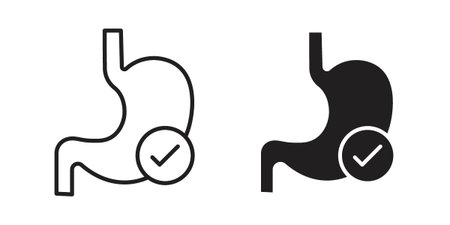 Good digestion icon symbols, Solid black and editable stroke iconsのイラスト素材