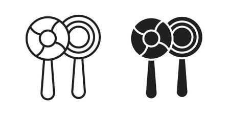 Lollypop icon symbols, Solid black and editable stroke iconsのイラスト素材