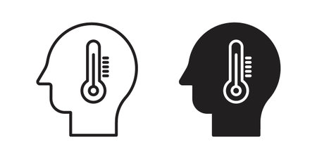Fever icon symbols, Solid black and editable stroke icons