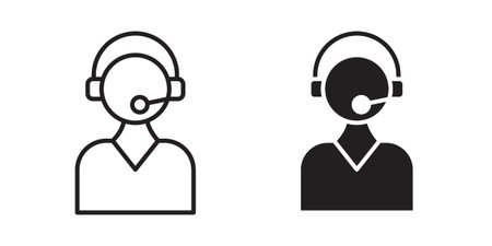 Callcenter icon concept. Simple solid style. line stroke iconsのイラスト素材