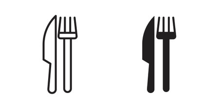 Fork and Knife icon in line design. icon for website design, mobile app, uiのイラスト素材