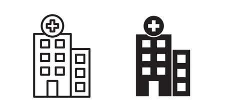 Hospital icon in line design. icon for website design, mobile app, uiのイラスト素材