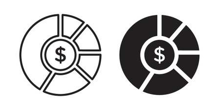 Asset allocation icon Line Design Vector Illustration. Solid Black iconsのイラスト素材
