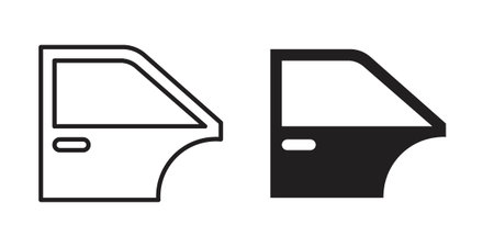 car door icon Line Design Vector Illustration. Solid Black iconsのイラスト素材