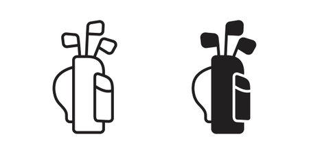 Golf bag icon Line Design Vector Illustration. Solid Black iconsのイラスト素材