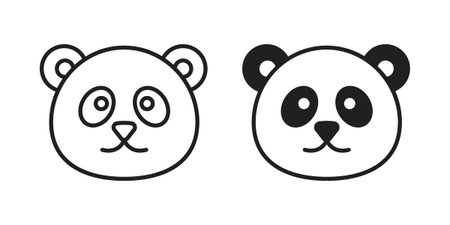 Panda icon Line Design Vector Illustration. Solid Black iconsのイラスト素材