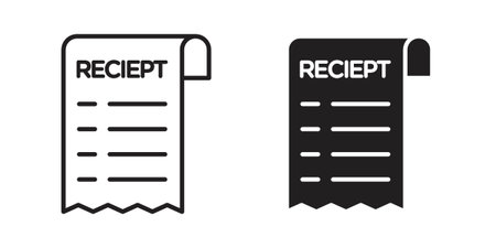 Paper receipt icon Line Design Vector Illustration. Solid Black iconsのイラスト素材