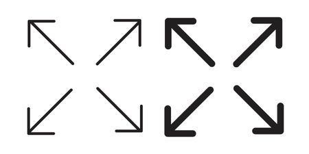 Expand arrows icon element for graphic designs. line and flat symbols