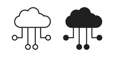 Cloud computing icon element for graphic designs. line and flat symbolsのイラスト素材