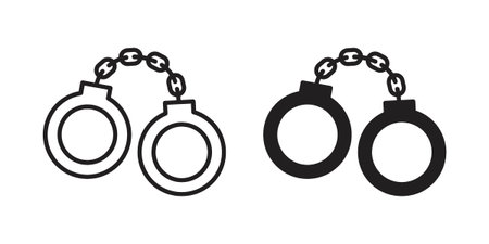 Handcuffs icon element for graphic designs. line and flat symbolsのイラスト素材