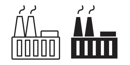 Power plant icon element for graphic designs. line and flat symbolsのイラスト素材