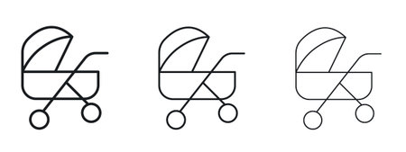 Baby carriage icon logo black pictogram set. Graphic simple vector iconのイラスト素材