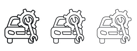 Car mechanic icon logo black pictogram set. Graphic simple vector iconのイラスト素材