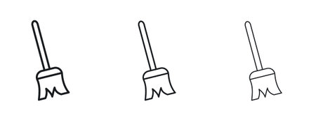 Broom icon logo black pictogram set. Graphic simple vector iconのイラスト素材