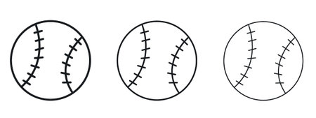 Baseball icon logo black pictogram set. Graphic simple vector iconのイラスト素材