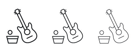Busking icon logo black pictogram set. Graphic simple vector iconのイラスト素材