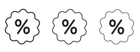 Discount icon logo black pictogram set. Graphic simple vector icon