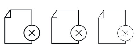 Delete Document icon logo black pictogram set. Graphic simple vector iconのイラスト素材