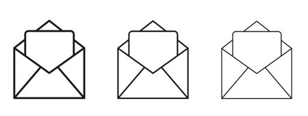 Open envelope icon logo black pictogram set. Graphic simple vector iconのイラスト素材