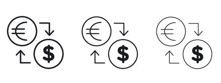 Money exchange icon logo black pictogram set. Graphic simple vector iconのイラスト素材
