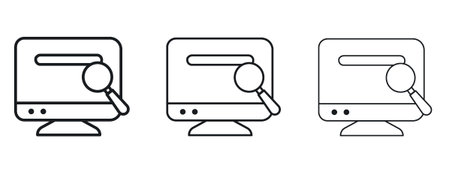 Search online icon logo black pictogram set. Graphic simple vector iconのイラスト素材