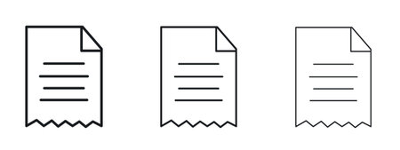 Receipt icon logo black pictogram set. Graphic simple vector iconのイラスト素材