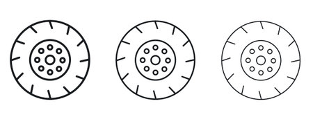 Tire icon logo black pictogram set. Graphic simple vector iconのイラスト素材