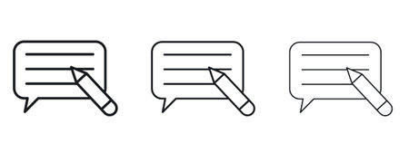 Write comment icon logo black pictogram set. Graphic simple vector iconのイラスト素材
