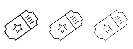 Ticket icon logo black pictogram set. Graphic simple vector iconのイラスト素材