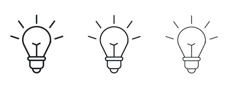 Bulb icon logo black pictogram set. Graphic simple vector iconのイラスト素材