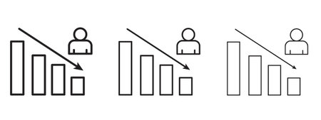 Attrition icon. black strokes lines vector pack for graphic work