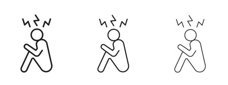 Depression icon. black strokes lines vector pack for graphic workのイラスト素材